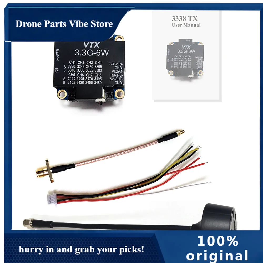 

APRCMOY 3.3G 6W VTX 16CH 1000mW/3000mW/4000mW/6000mW Transmitter For RC Model/Airplane/CAR/Boat/FPV Racing Drone Parts