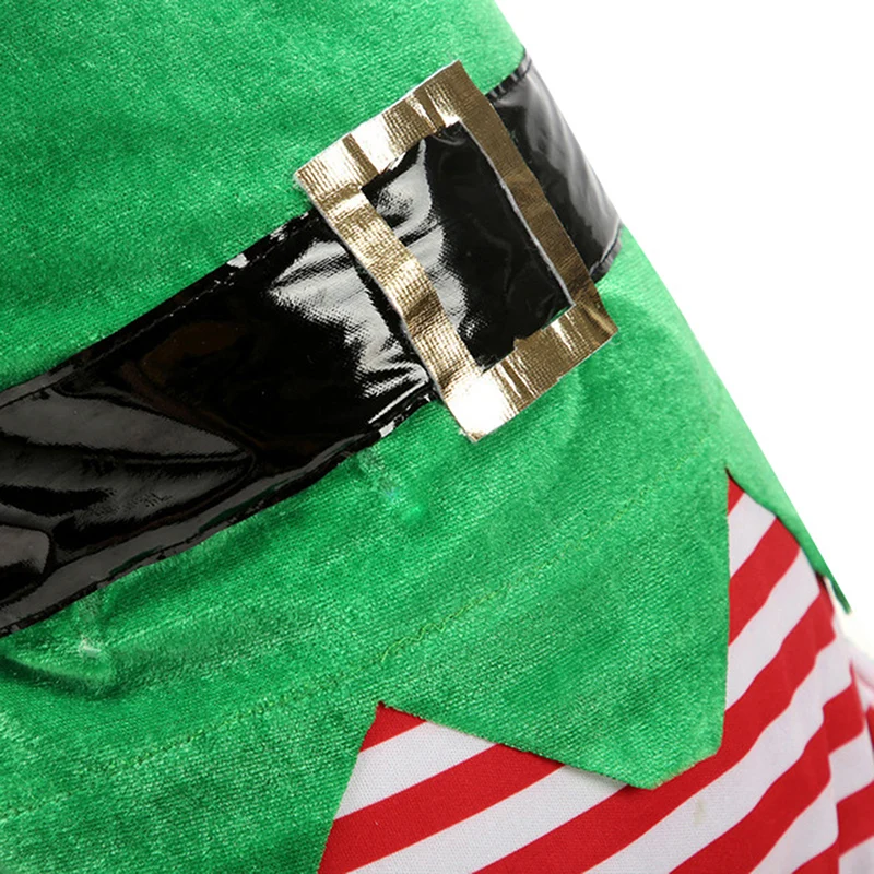 Pet Christmas Outfit Elf Costume Stripe Vest with Light Cosplay Clothes for Dog Cat Party Decoration Supplies