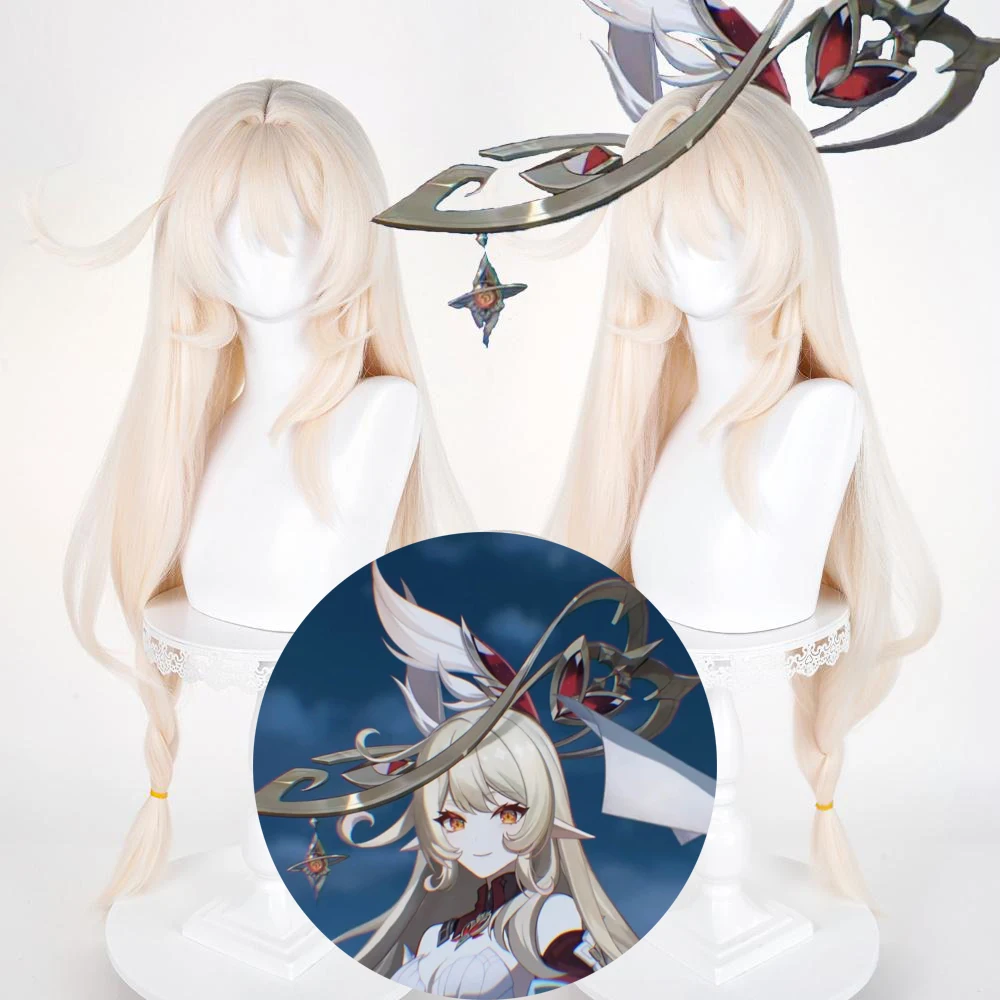 

Game Genshin Impact Alice Cosplay Wig Women Lolita Golden Long Hair Heat Resistant Synthetic Wigs Halloween Carnival Prop