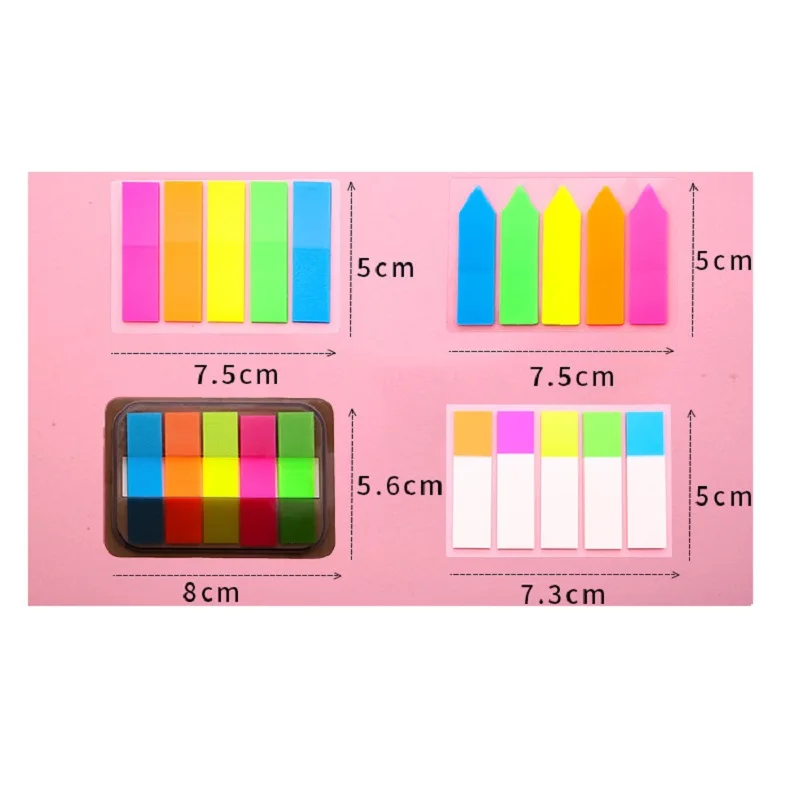 100 Sheets Fluorescence Self Adhesive Memo Pad Sticky Notes Bookmark Marker Sticker Paper Student Office Supplies