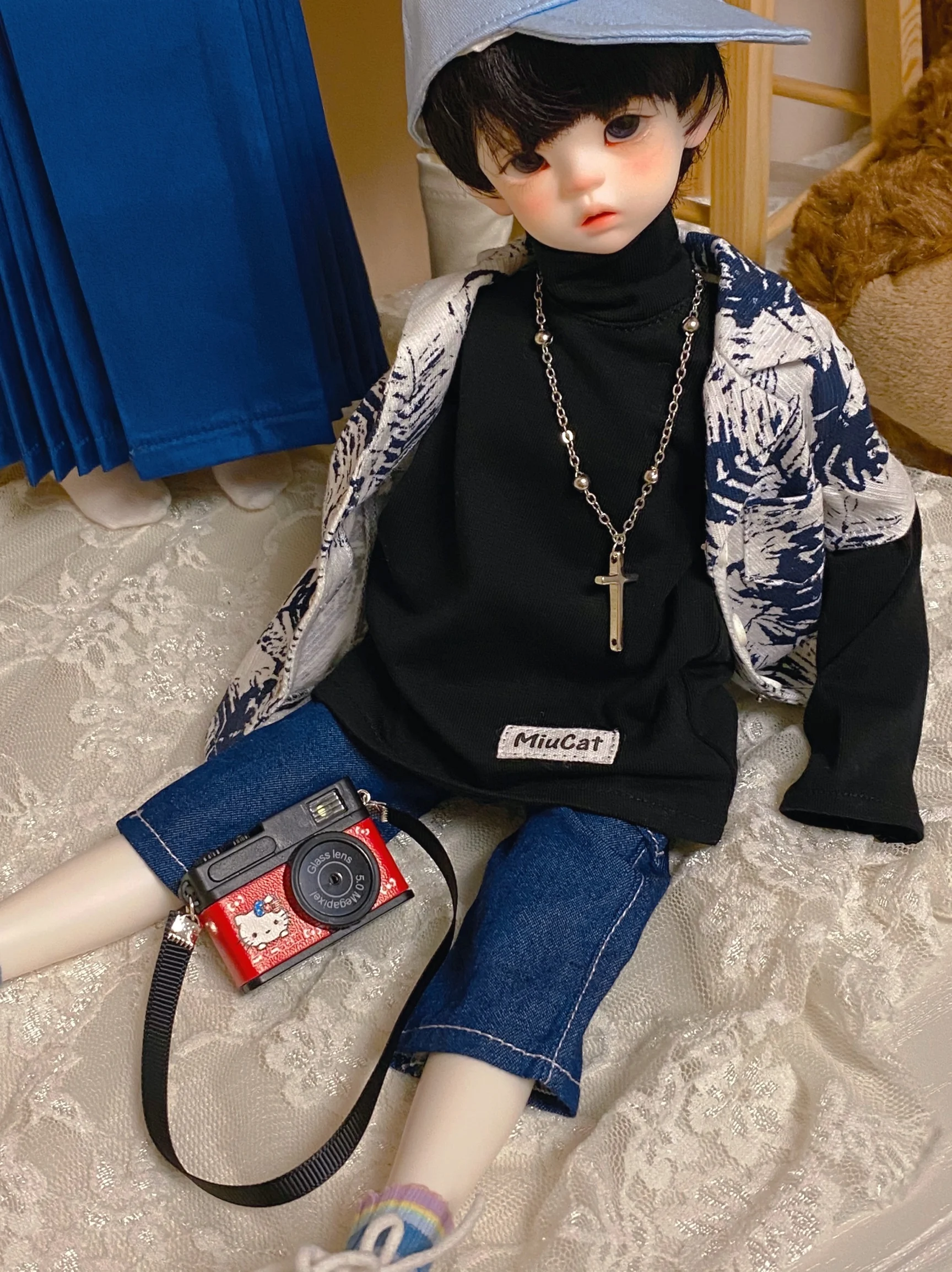 D03-P620 어린이 장난감 BJD DD SD MSD 1/3 SD17 삼촌 인형 사진 소품 옷 하이넥 긴팔 이너 셔츠 1개