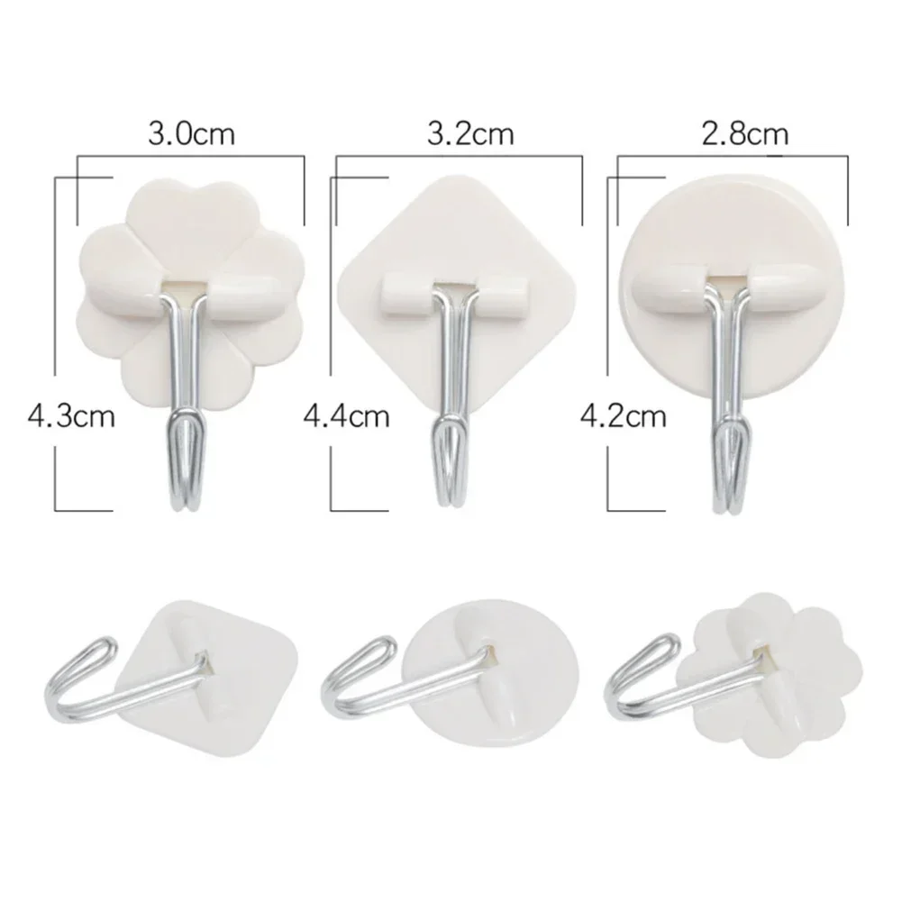 6PCs Strong Adhesive Wall Sticky Hooks 180 Degree Rotating Stick On Hooks For Bathroom Kitchen Key Holder Hanging Shelf 3 Types