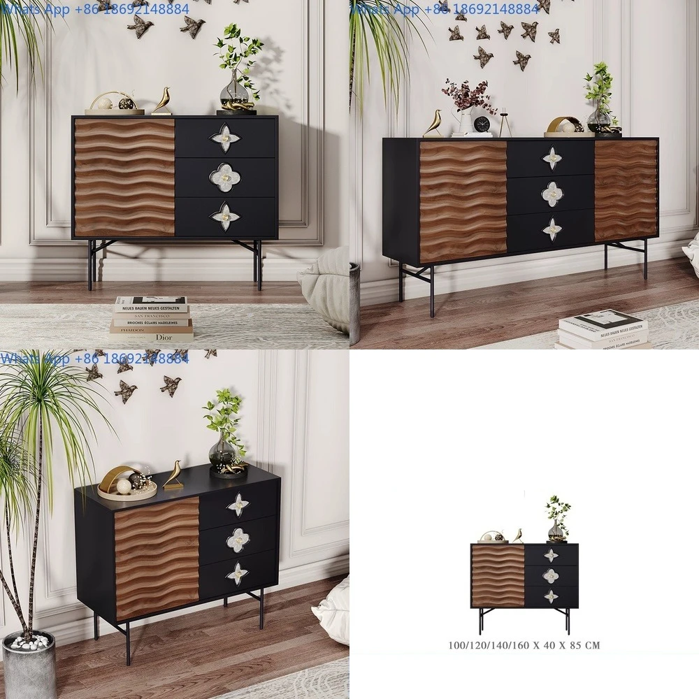 

Italian Style Luxury Entryway Cabinet Living Room Storage Console Table Nordic Solid Wood Sideboard