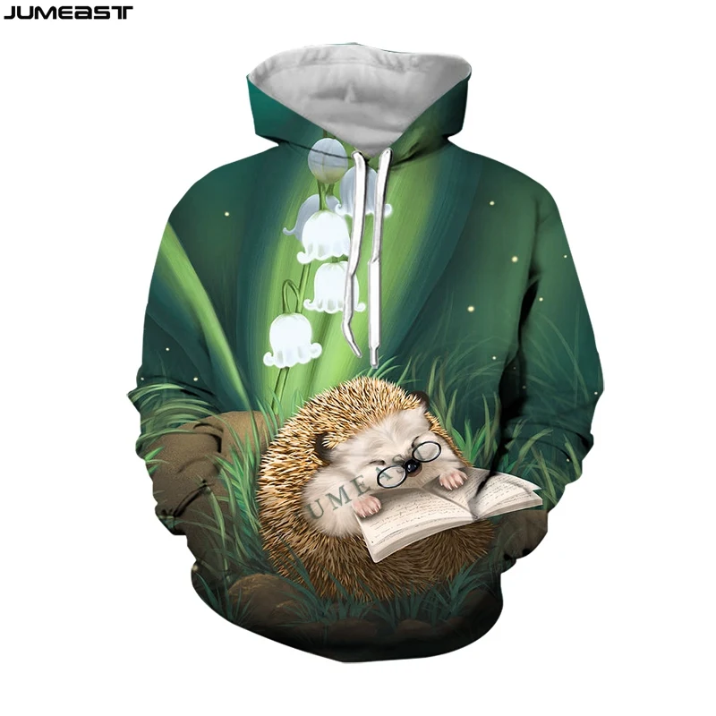 

Jumeast Y2k Men Women 3D Printed Sweatshirt Hip Hop Lovely Animal Hedgehog Long Sleeve Cap Hoody Sport Pullover Hoodies