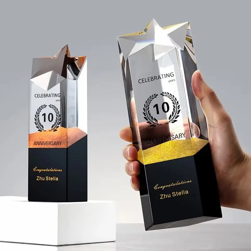 Custom Pentagram Crystal Trophy Annual Meeting Souvenir Free Custom Engraving Glass Awards Cup Gift Glass Champion Sales Award - Image 3