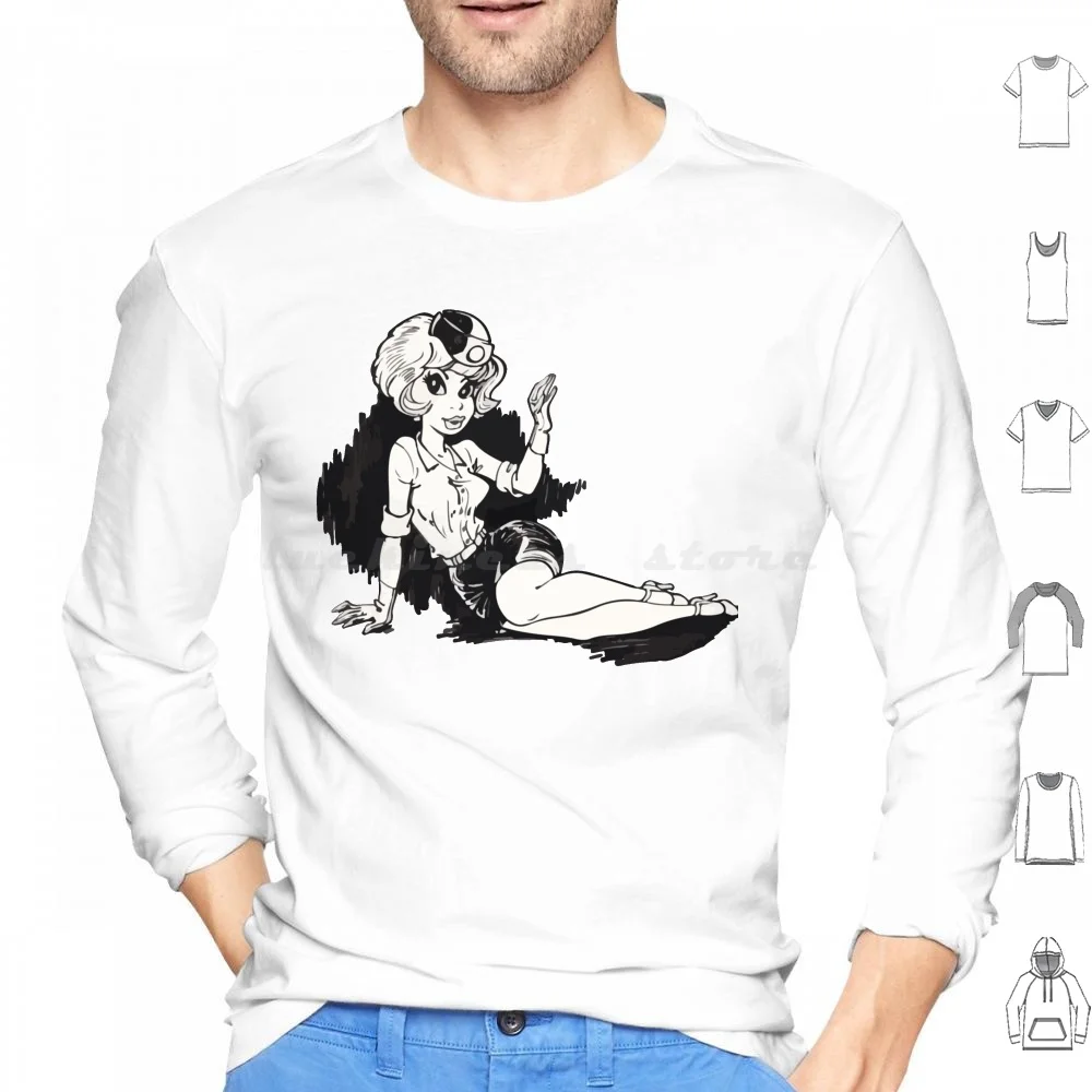 Natacha Comic Drawing Hoodie Cotton Long Sleeve Retro Vintage Nostalgic 60 70 80 Comic Cartoon French France Belgium