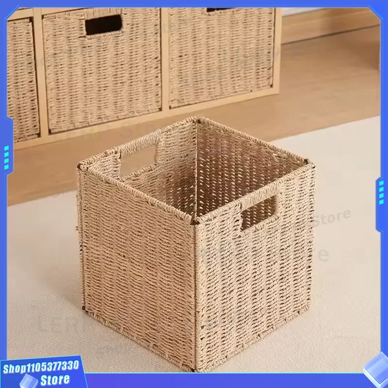 Handmade Natural Water Hyacinth Woven Basket Decorative Storage Box Sustainable Home Office Organizer Eco Friendly Decoration