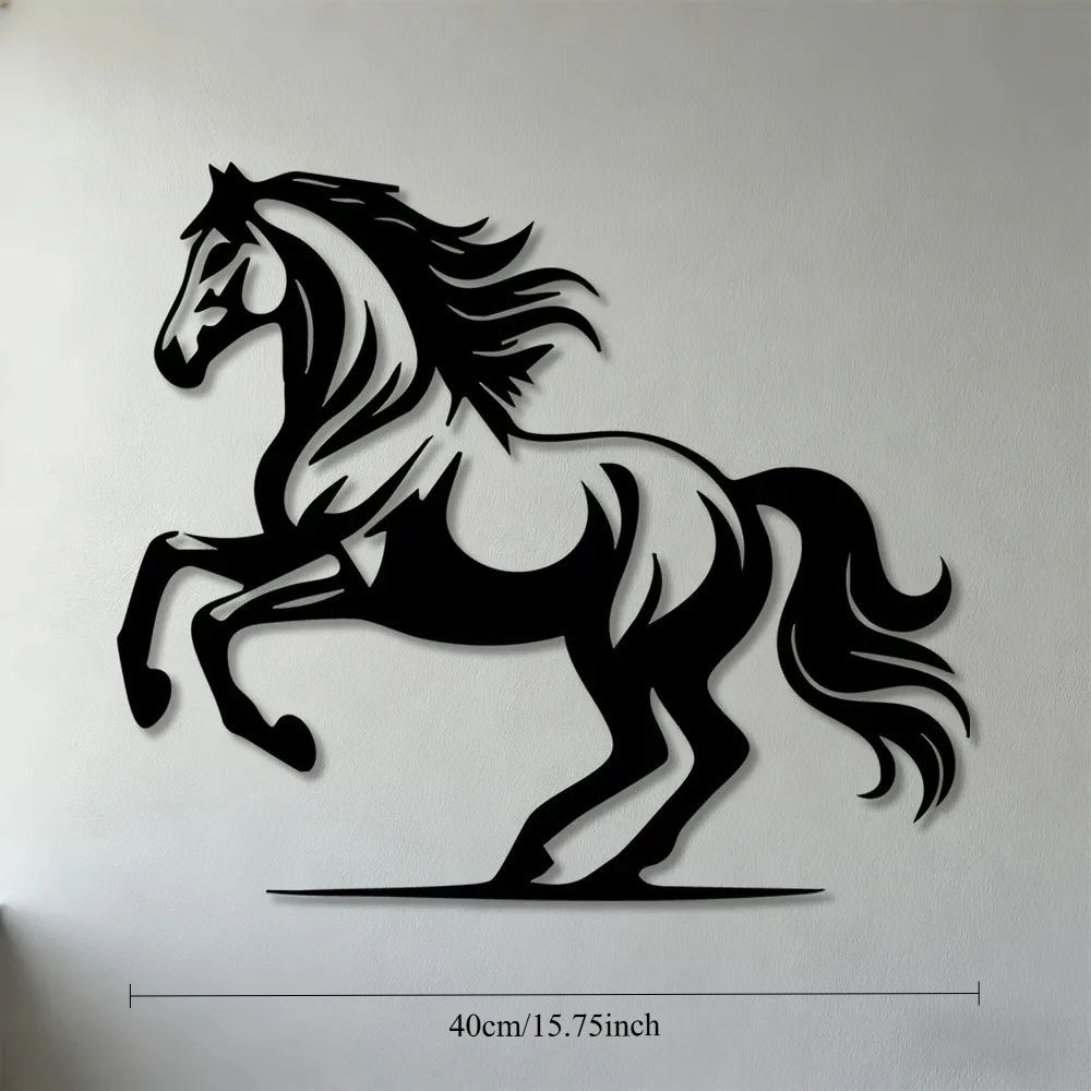 CIFBUY Metal Wall Art Galloping Horse Iron Sculpture 2D Living Room Bedroom Office Home Hanging Decor Gift