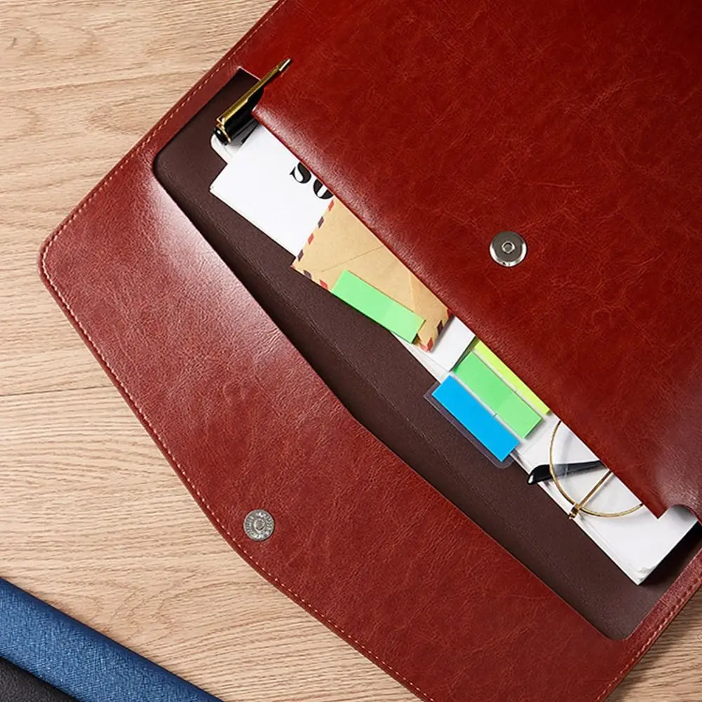 Fashion Document Organiser School Office Supplies Stationery Dustproof Briefcase Document Bag File Bag Leather File Folder