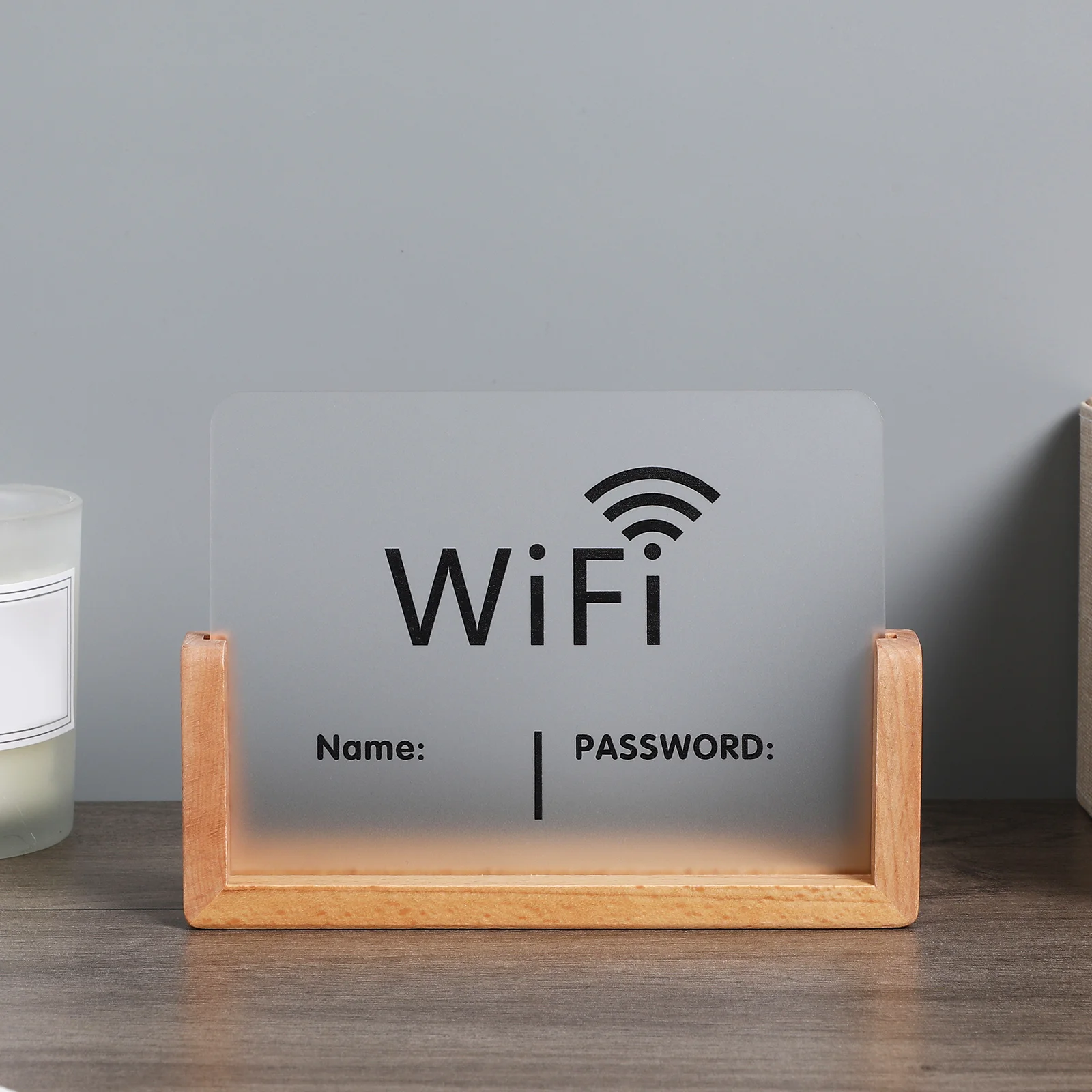 

1pcs Acrylic Prompt Holder Stand For Business Guests Tabletop Display Hotel Desktop Compact Wood Stand Transparent