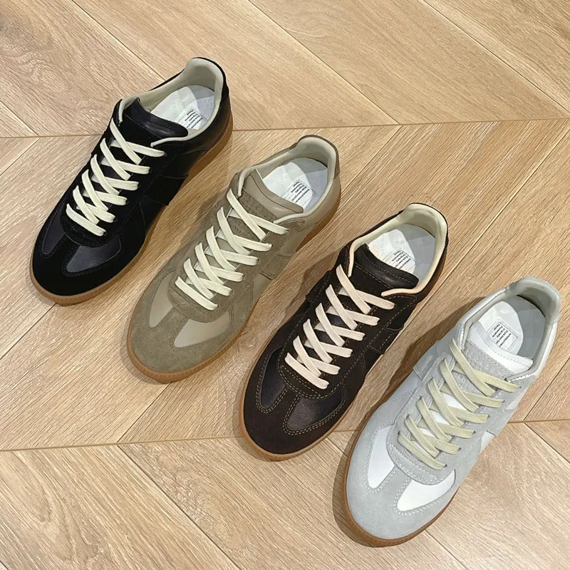 

Топ в стиле ретро Deqin oes для мужчин и женщин, пара, новинка 2024, повседневные белые кроссовки из натуральной кожи на шнуровке на плоской подошве Bot oes