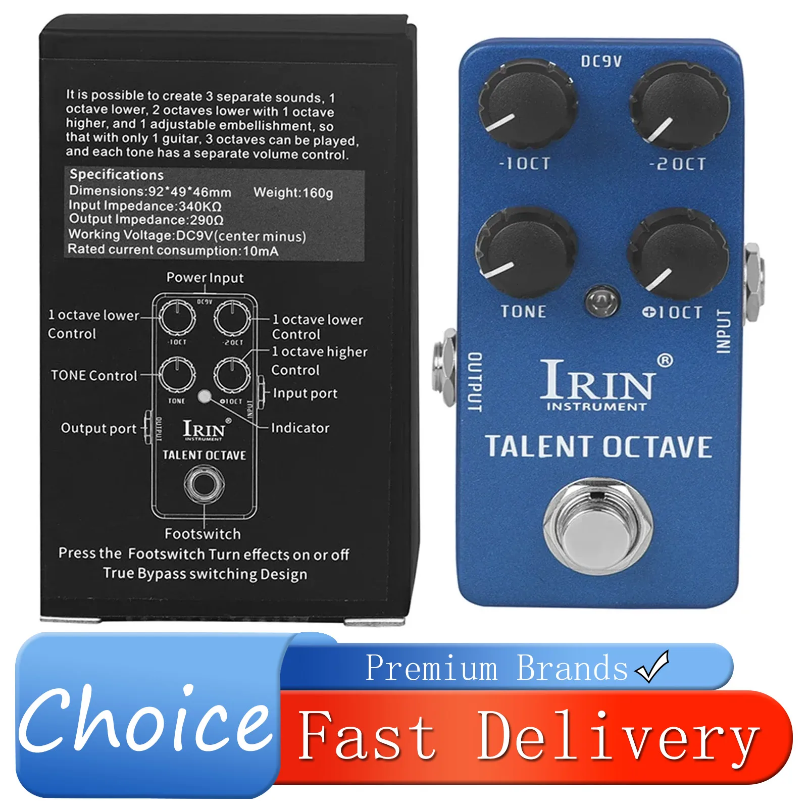 IRIN Talent Octave Electric Guitar Effect Pedal 3 Separate Sounds Effects True Bypass Pedal RS-19 Electric Guitar Accessories