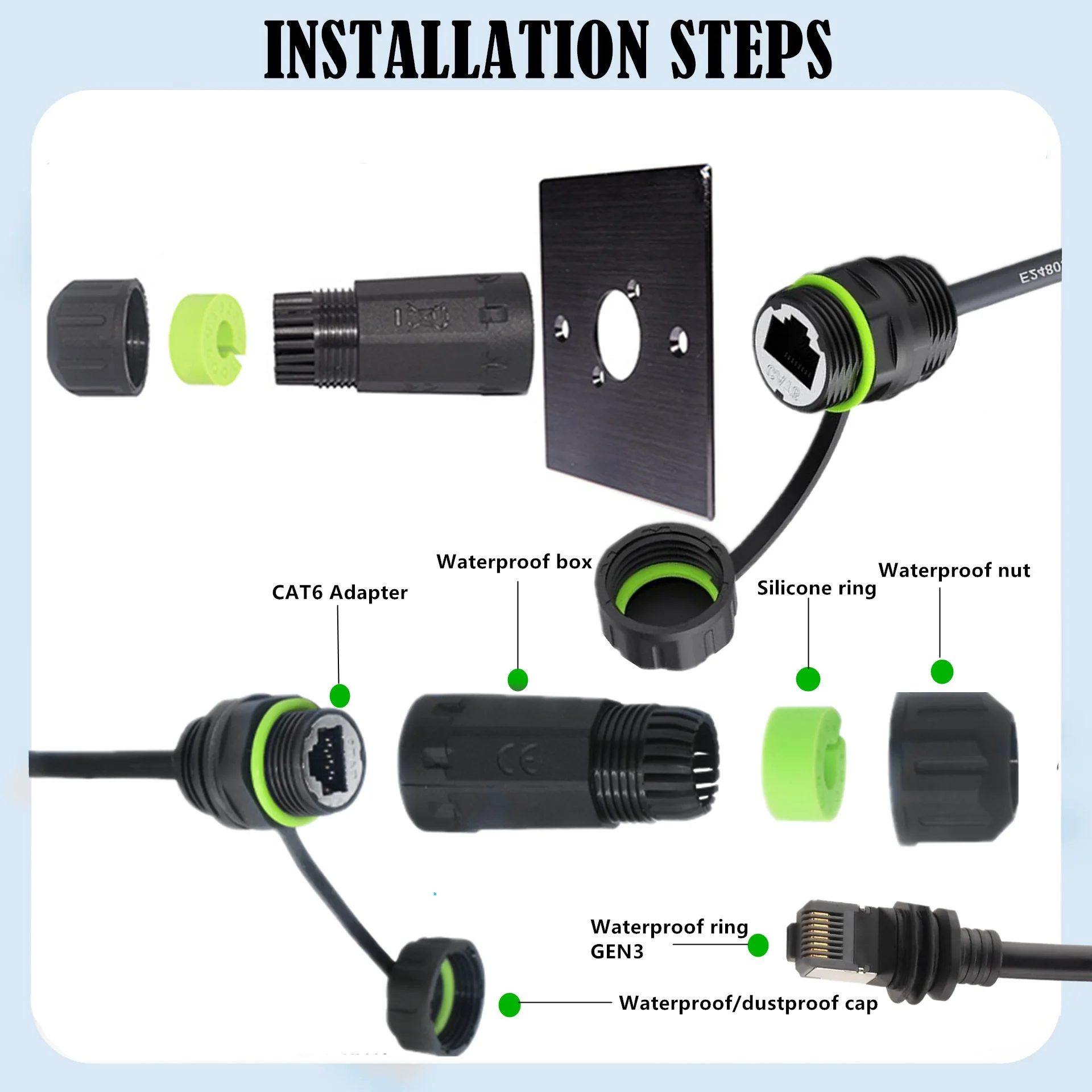 Starlink Gen 3 RJ45 Cable Wterproof Connector,Starlink Ethernet Adapter, Extension to RJ45 Coupler Compatible for Starlink V3