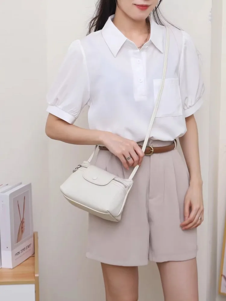 أزياء المرأة حقيبة صغيرة رفرف بلون عارضة جلد طبيعي ريترو حقيبة كروسبودي تنوعا غلق بمشبك واحد الكتف الإبط حقيبة #4