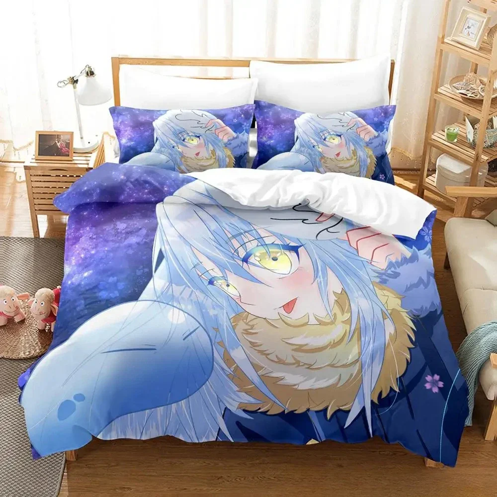 Kawaii Rimuru Tempest Bedding Set Single Twin Full Queen King Size Bed Set Adult Kid Bedroom Duvet cover Sets 3D Print Anime