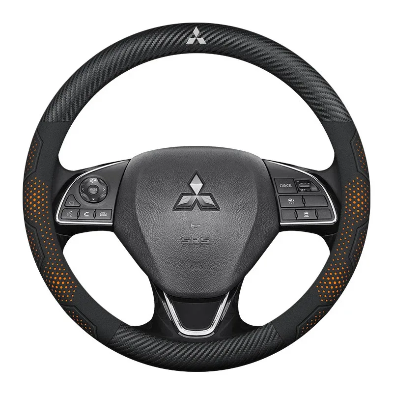 Car Suede Carbon fiber Leather Steering Wheel Cover For Mitsubishi Outlander Pajero Asx Lancer EX Evolution L200 Triton RALLIART