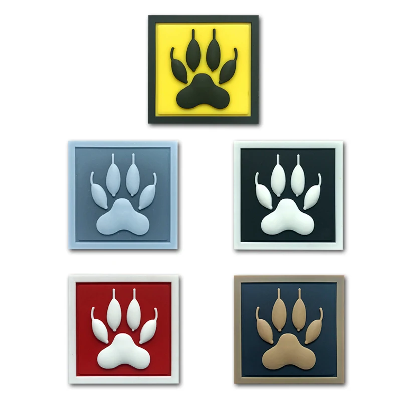 Wolf paw PVC Rubber high quality patches Tactical armband Personality Badge hook Cloth Sticker Emblem Applique