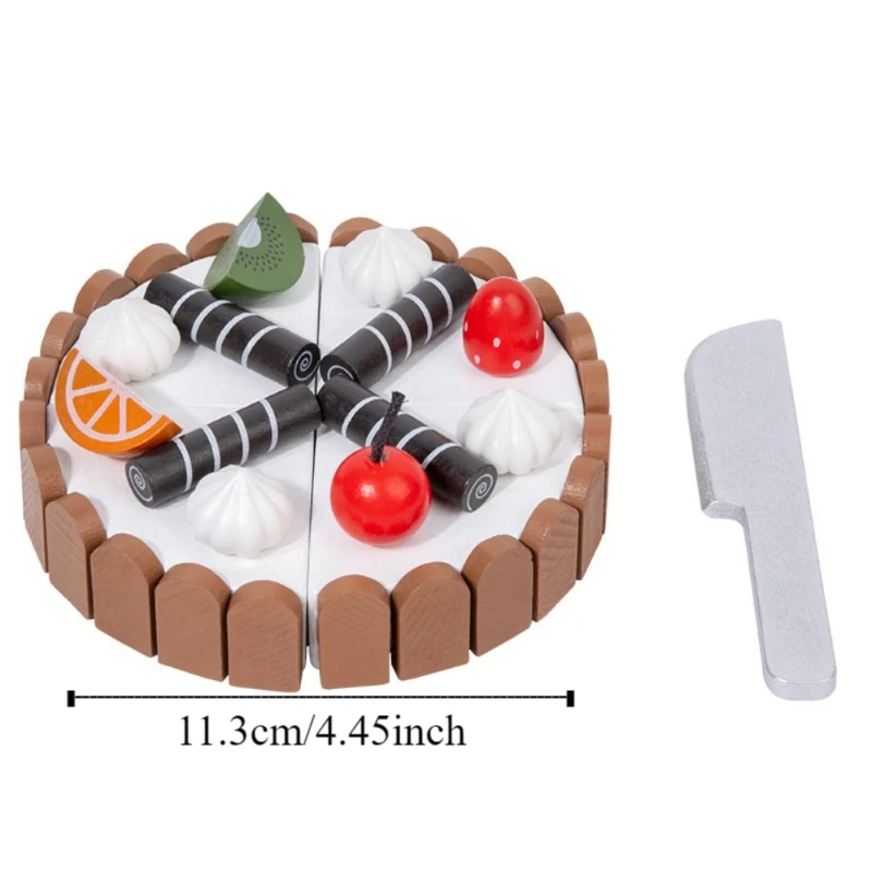 Bolo de Aniversário Magnético de Brinquedo: Casa de Faz de Conta Interativa de Madeira para Crianças, Cozinha Cognitiva Montessori, Jogo de Cortar Bolo Mousse
