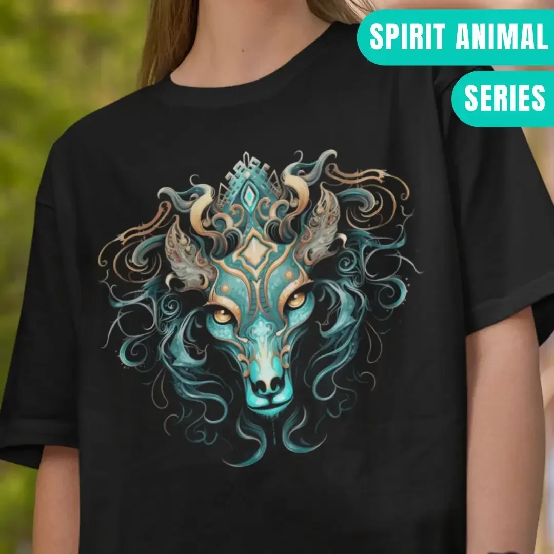 Spirit Animal Psychedelic Horse T Shirt Sacred Geometry Trippy Art Psytrance Clothing Shamanic for Her and Him