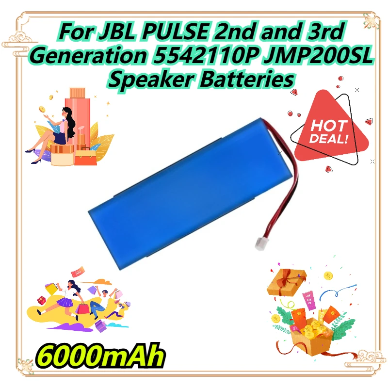 

6000mAh For JBL PULSE 2nd and 3rd Generation 5542110P JMP200SL Speaker Batteries