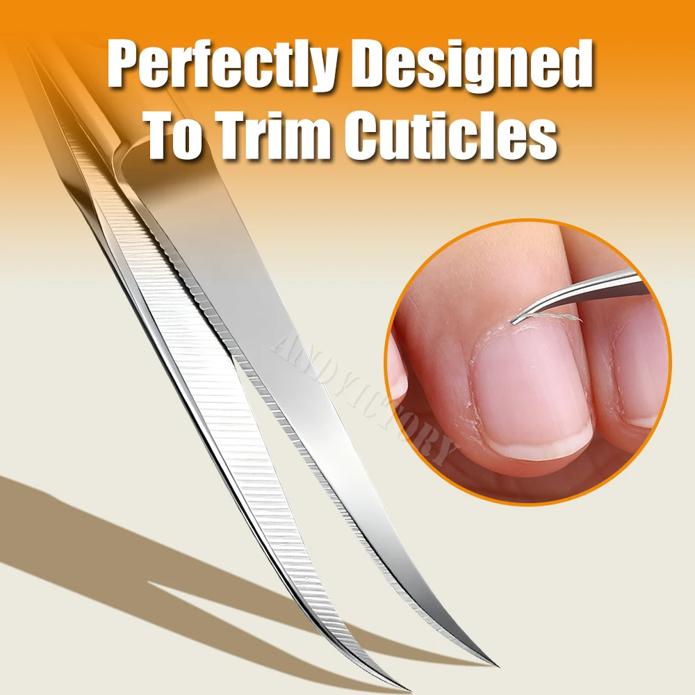 1Pcs Cuticle Scissors Manicure Scissors Stainless Steel Extra Fine Curved Professional Manicure Eyelashes Eyebrow Tools
