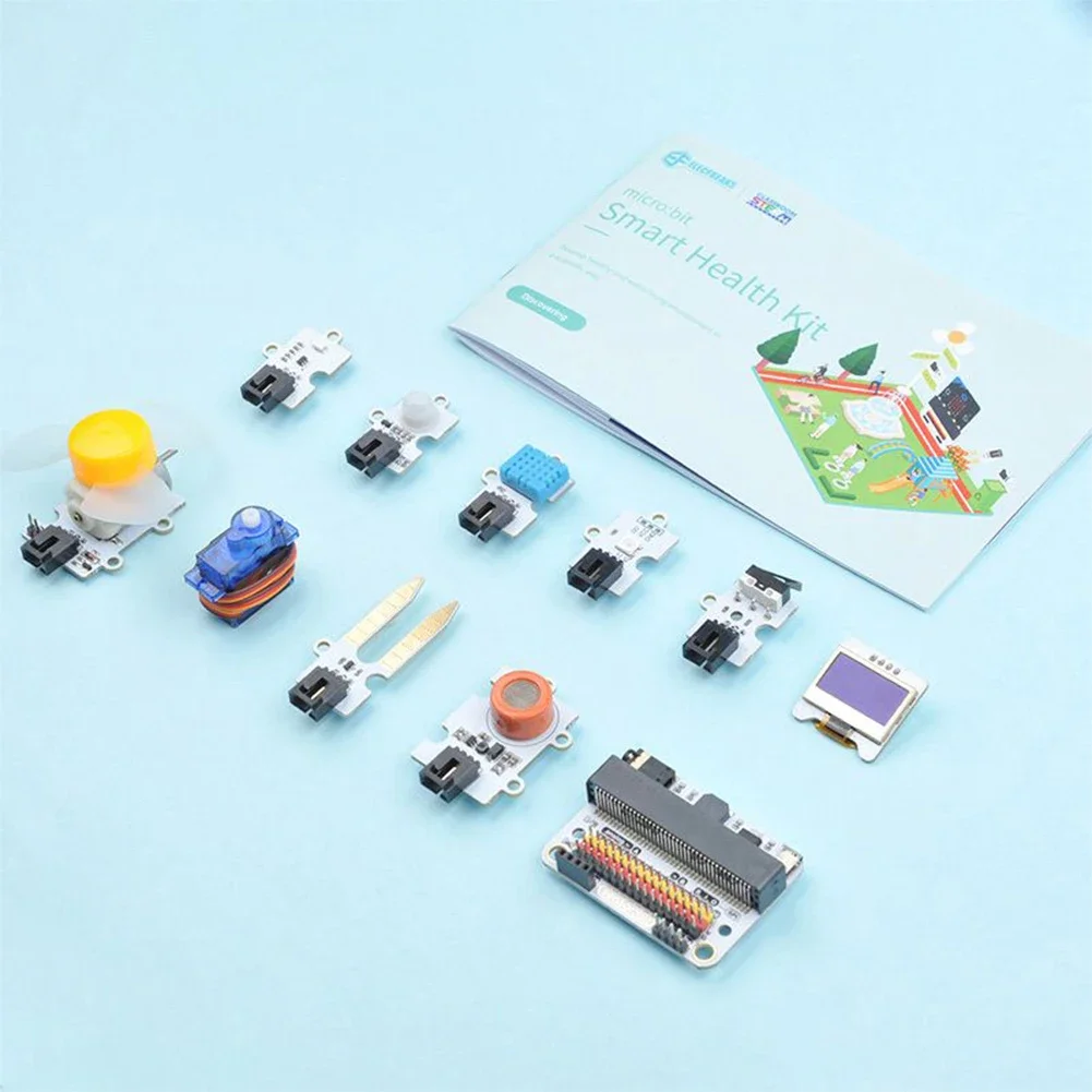 Kit de salud inteligente Micro:bit, Sensor UV analógico, Sensor PIR, Servo de 180 ° para niños, programación de codificación, enseñanza de clase de aprendizaje