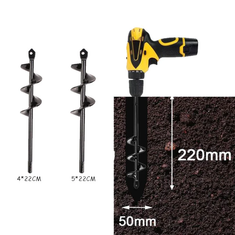 Hexagonal Handle Ground Drill Spiral Garden Drill Bit Loosening Soil Planting and Digging Pit Spiral Electric Drill