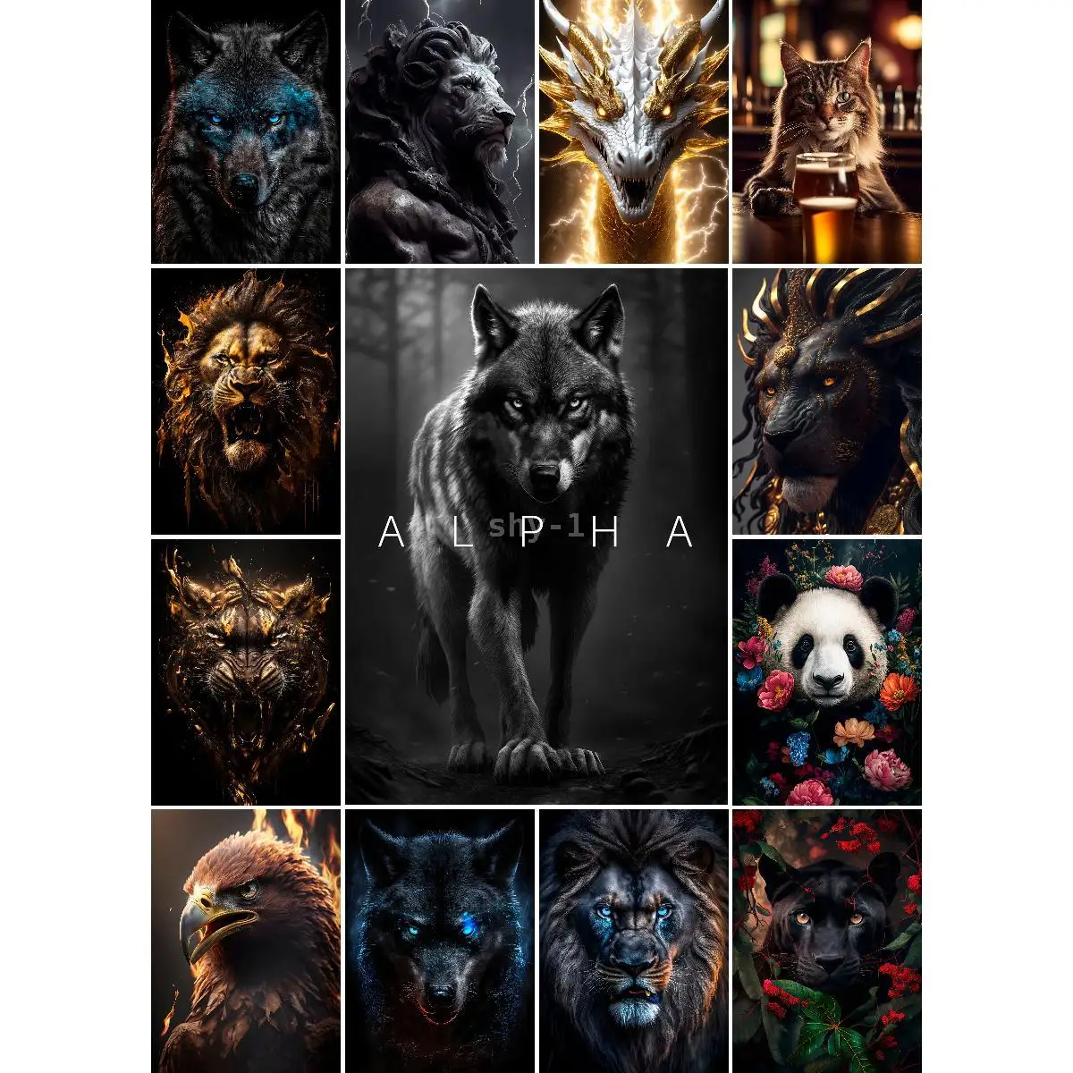 Póster impreso de Alpha Wolf King, arte de pared Majestic Wildlife para entusiastas de la decoración de viajes de naturaleza