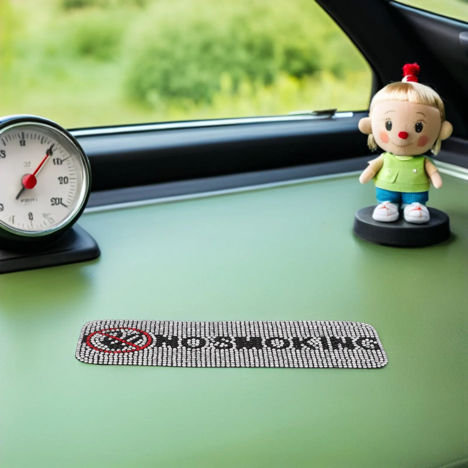 Self-Adhesive No Smoking Sticker with Rhinestone Design Waterproof Indoor Outdoor Vehicle Door Decal for Car Office Retail Store