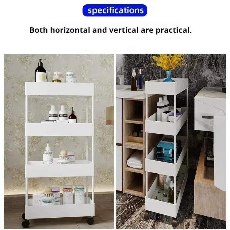 Trolley Storage Rack Kitchen Floor-standing Multi-layer Movable Bathroom Toilet Storage Rack Bedroom Snack Storage