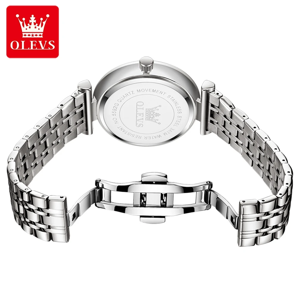 OLEVS-reloj analógico de acero inoxidable para hombre, accesorio de pulsera de cuarzo resistente al agua con calendario, complemento masculino de marca Original con diseño sencillo y a la moda, perfecto para negocios