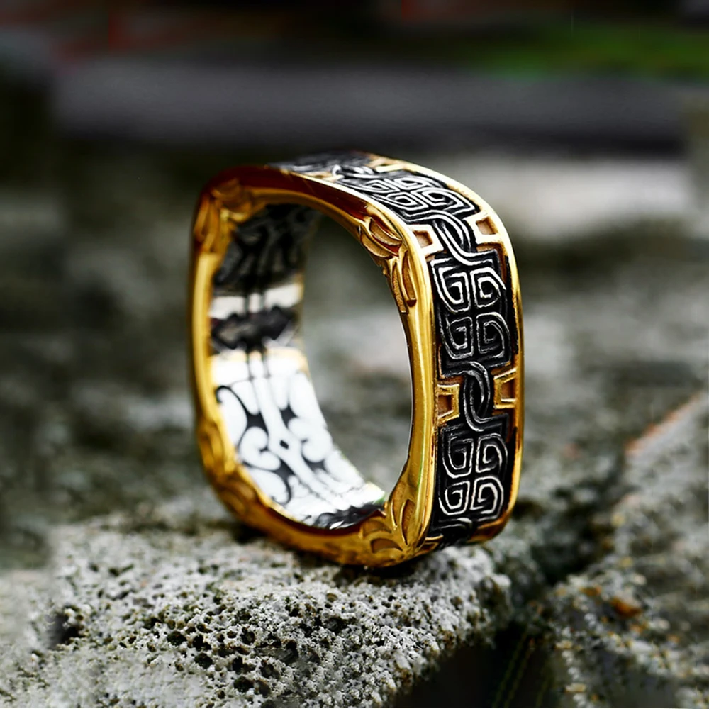 Fashion Retro Stainless Steel Simple Floral Pattern Ring Men and Women High Polish Creative Ring Unique Jewelry Gifts Wholesale