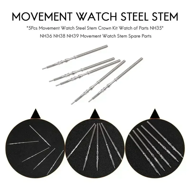 Watch Stem Stainless Steel Spare Parts Fit NH35 NH36 NH38 NH39 Crown Automatic Mechanical Movement Watch Parts Crown Stem