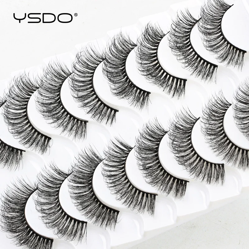 YSDO 3/5/8 Pairs DD Curl Mink Eyelashes Natural Fluffy 3D Mink False Lashes Dramatic Volume Fake Eyelashes Makeup Soft Faux Cils