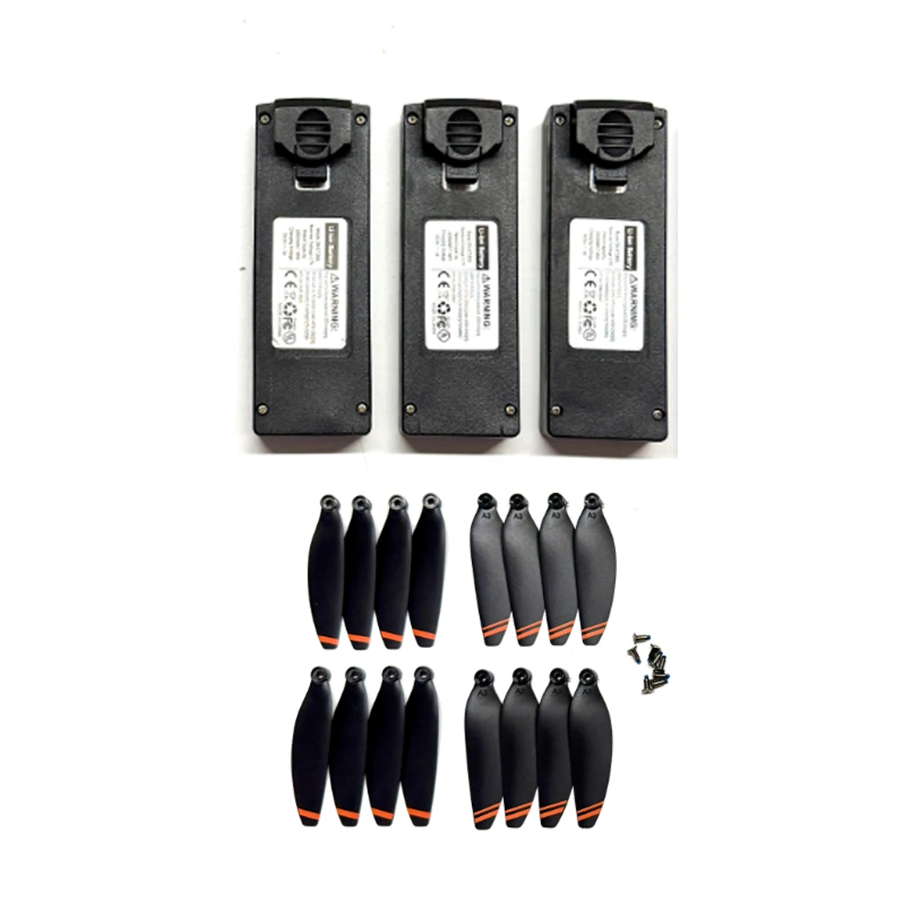3PCS L106-1 Battery 3.7V 2000mAh with 16PCS Propeller Blade  for LYZRC Brushless Drone L106-1 RC Quadcopter Accessory