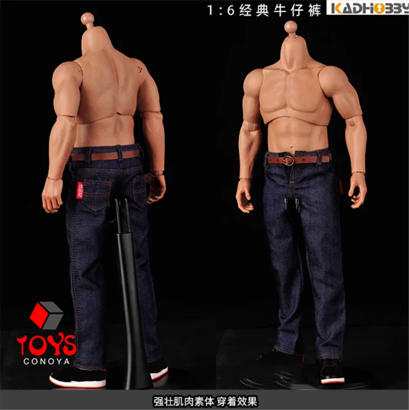 Maßstab 1/6 Männliche Klassische Jeans Denim Hosen Hosen Kleidung Modell Fit 12-zoll Soldat Muskel Action Figur Körper Puppen