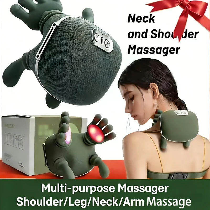 Mini Wireless Deep Tissue Massager, USB Charging 5‑Finger Neck Shoulder Massager for Full Body Relax, New Year Gift