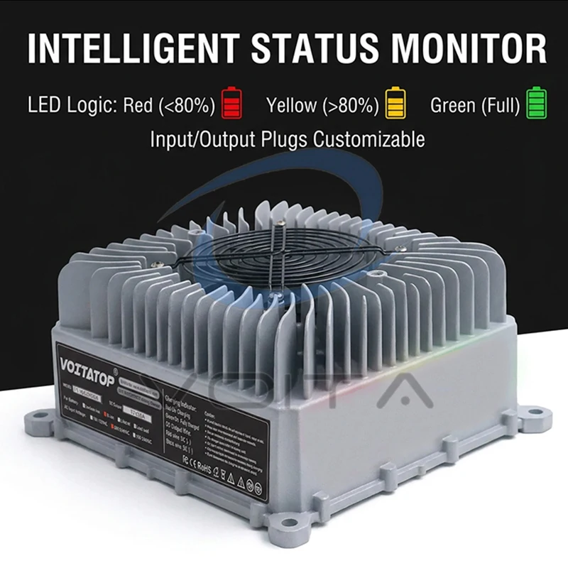Industrial 3000W Smart Battery Charger 48V 50A LiFePO4 Lithium Lead Acid IP67 Waterproof for EV Forklift Golf Cart