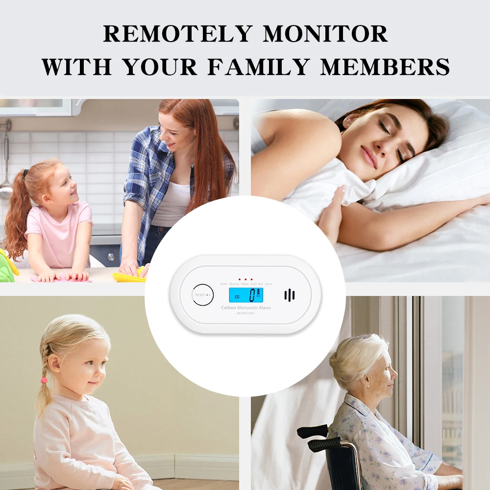 V-COME Wi-Fi Smart CO Detector with Tuya APP Control, WiFi Carbon Monoxide Alarm with Replaceable CR123A Battery, EN50291,VC22WR