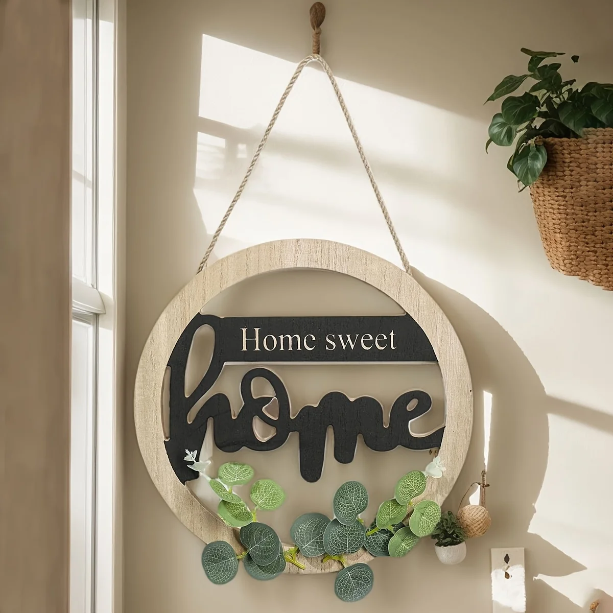 Rustic Farmhouse “Home” Wooden Hanging Sign 5