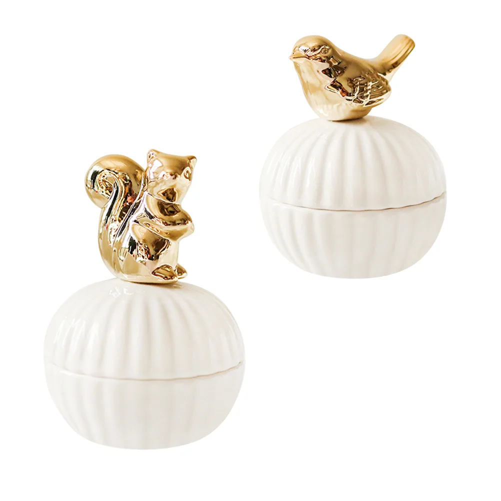 1Pcs Jewelry Box Gold Ceramic Small Compact Jewelry Holder Organizer Portable Storage Box for Earrings and Rings