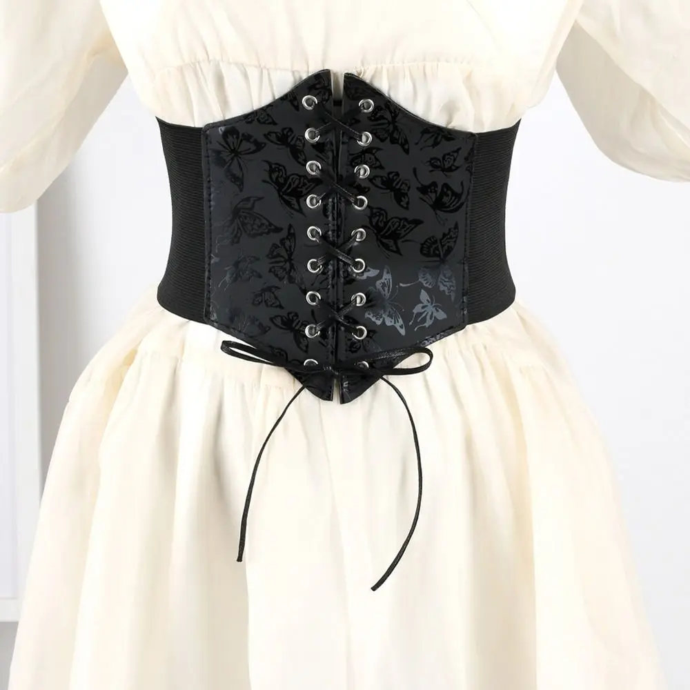 

Fashion Butterfly Elastic Cummerbunds Star PU Leather Wide Belt Waistband Printing Waist Corset Outfits