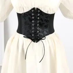 Fashion Butterfly Elastic Cummerbunds Star PU Leather Wide Belt Waistband Printing Waist Corset Outfits