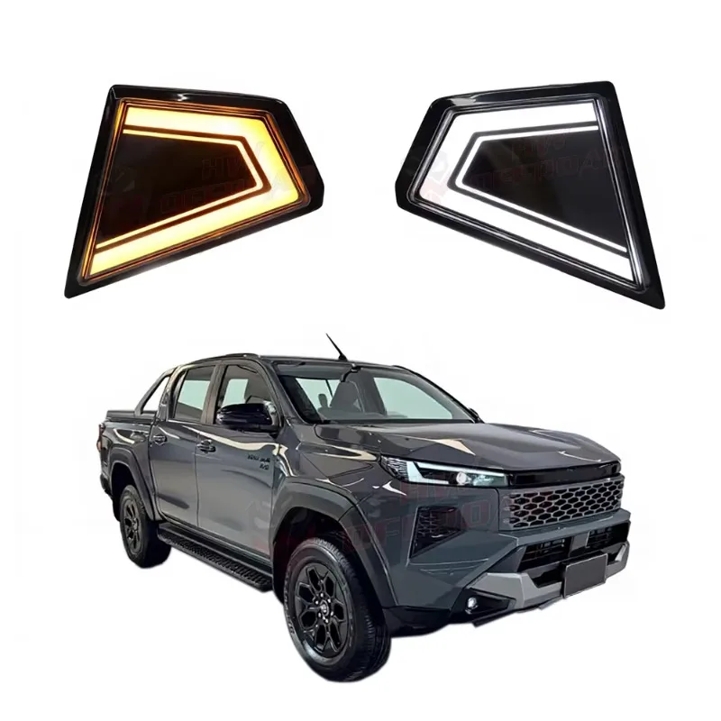 C-Shape LED DRL Daytime Running Light for Toyota Hilux Travo Overland 2026+ Turn Signal Lights High-Profile Fog Lights