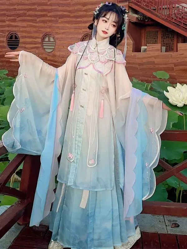 Chinese Style Hanfu Women's Autumn Ming Dynasty Cloud Shoulder Fairy Elegant Ancient Style Costume New Suit Mamianqun