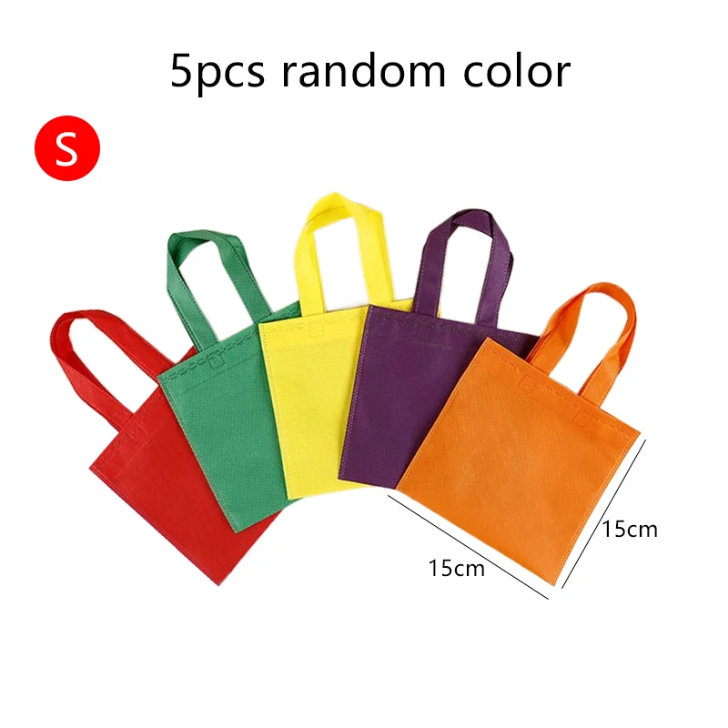 5 Stück leere Goodie-Taschen, 15/20/25 cm, Vliesstoff, wiederverwendbar, für Festivals, Geschenke, Aufbewahrung, Partygeschenke, Tasche für Kinder, Geburtstag, TMZ – Detail 11