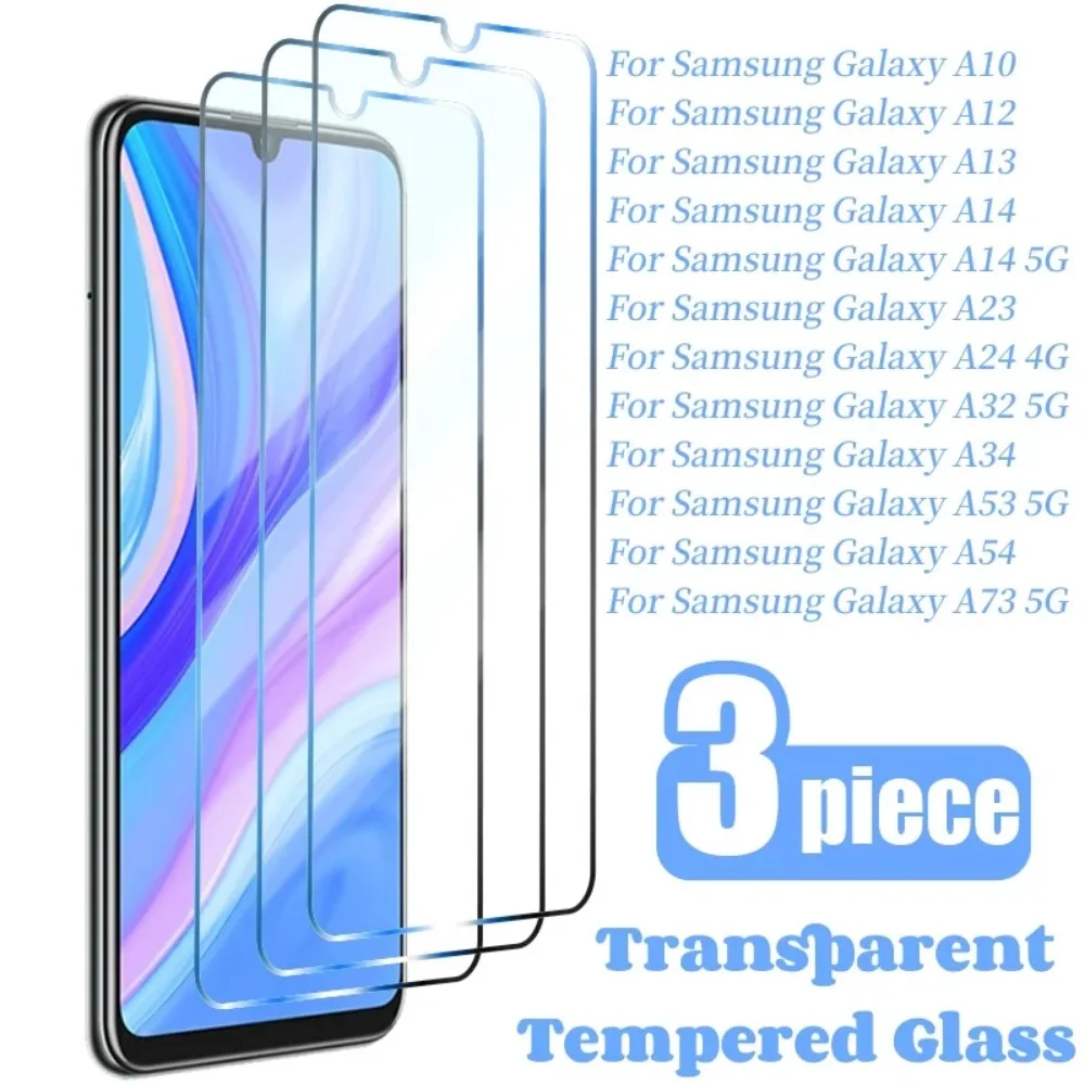 

3Pcs Protective Glass For Samsung A54 A23 A24 A14 A13 A12 A32 5G Screen Protector For Samsung A53 A73 5G A34 A10 Tempered Glass