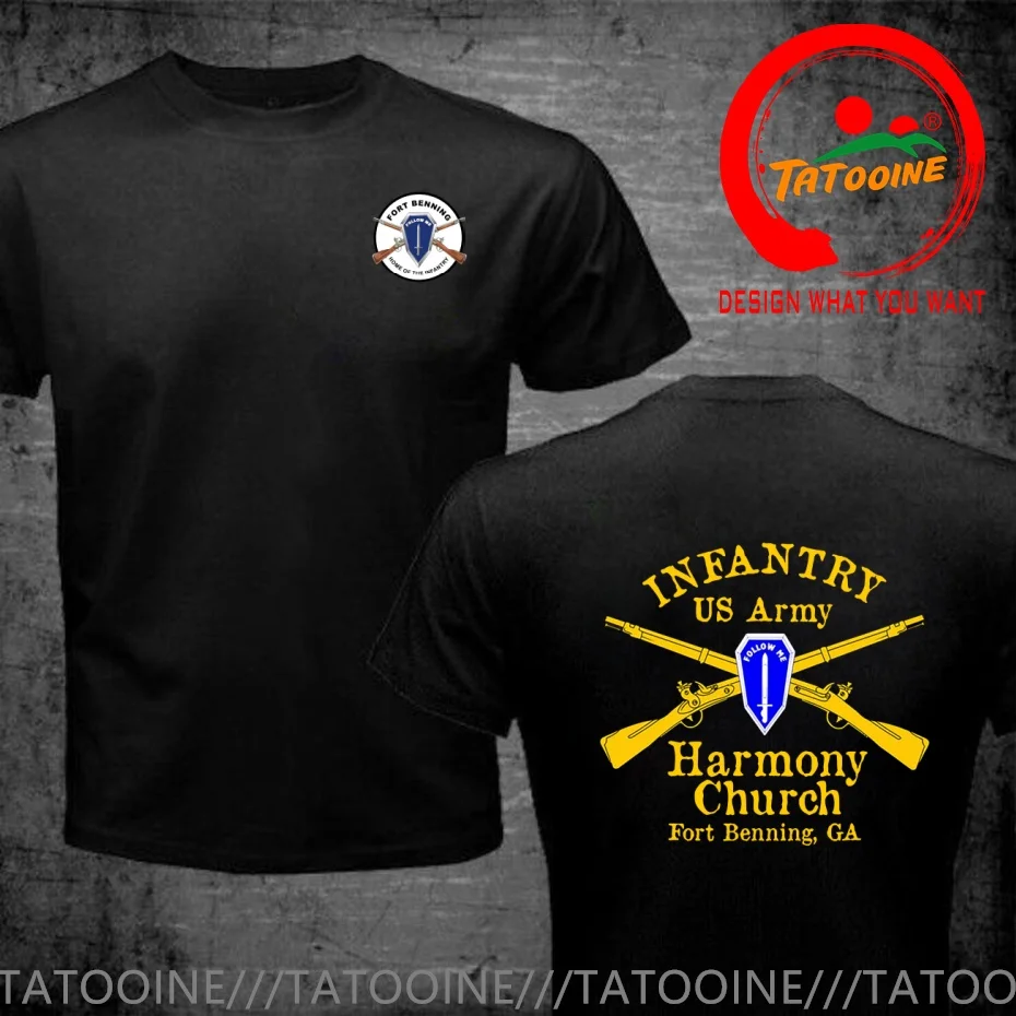 Funny Design US Army Infantry Harmony Church Fort Benning GA   Shirt Men Fashion Trendy Casual Clothing Stylish Tops Tee Shirt