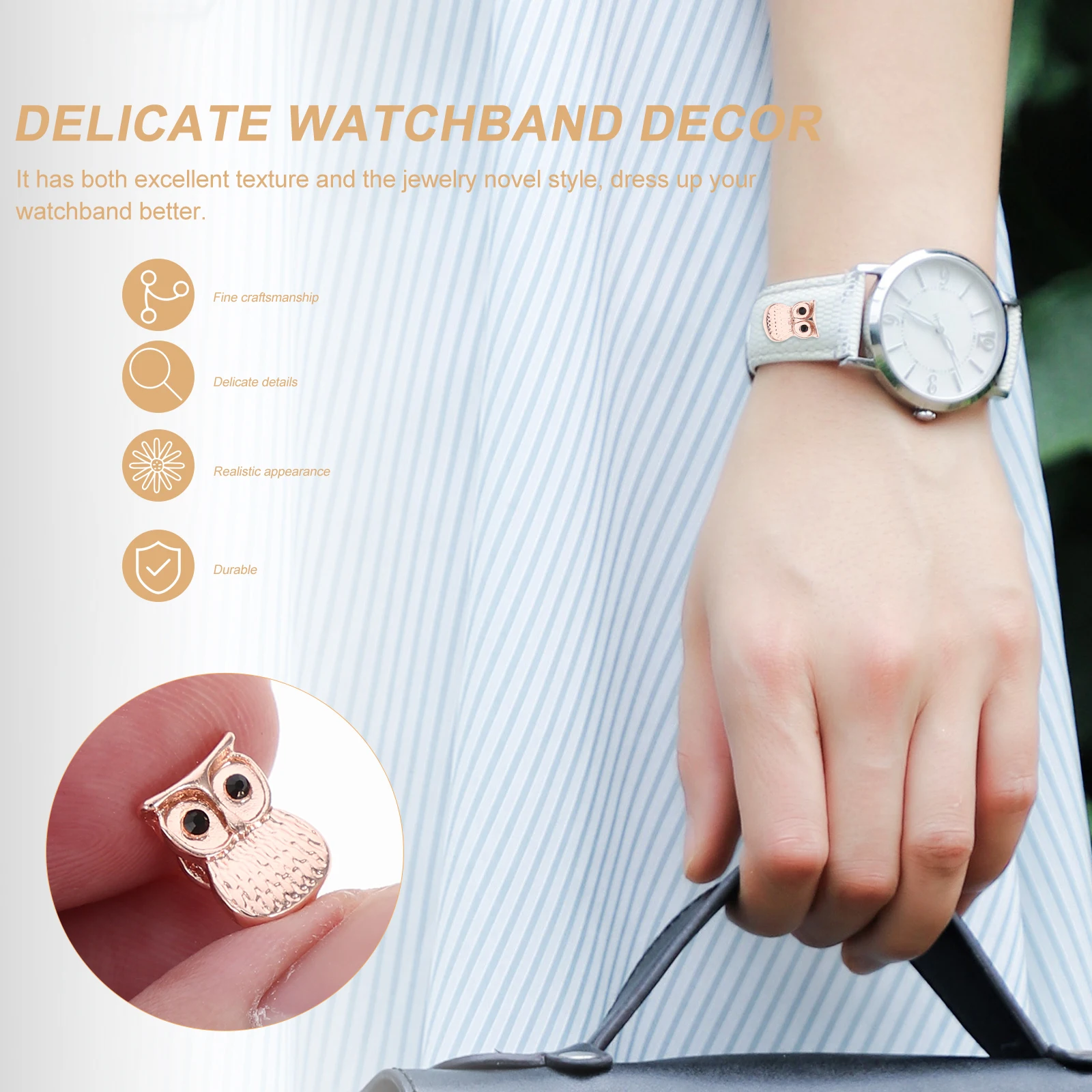 

Owl Decorative Nails Watch Band Charms Bright Colors High Class Durable Reusable Silicone Studs Smartwatch Jewelry Accessories