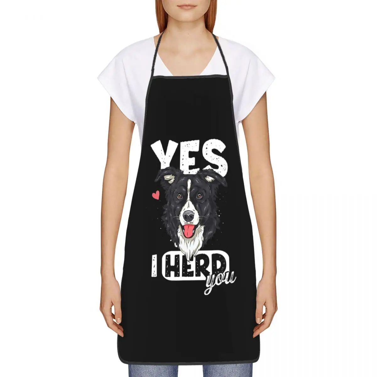 I Herd You Border Collie Funny Apron Men Women Dog Lover Adult Unisex Kitchen Chef Bib Tablier Cuisine Cooking Baking Gardening